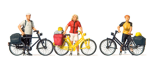 Preiser 10643 HO Scale Standing Cyclists in Sportswear Set 1