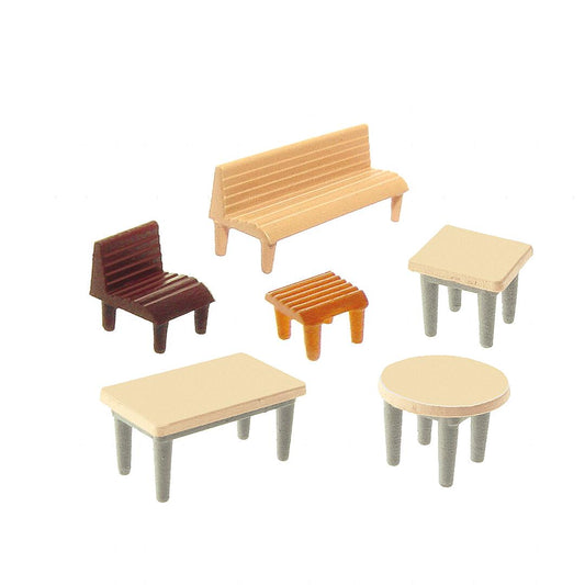 Faller 272440 N Scale 7 Tables, 24 Chairs, 12 Benches Kit
