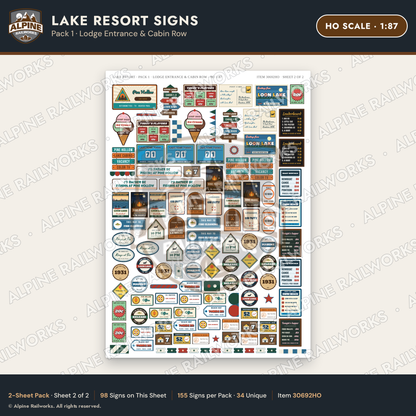 Alpine Railworks 30692HO HO Scale Lake Resort Signs - Lodge Entrance