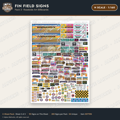 Alpine Railworks 30770N N Scale Roadside Signs - Buried Car Art