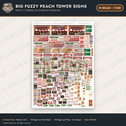Alpine Railworks 30933N N Scale Roadside Signs - Peach Water Tower