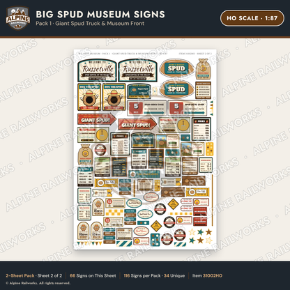 Alpine Railworks 31002HO HO Scale Roadside Signs - Potato Museum