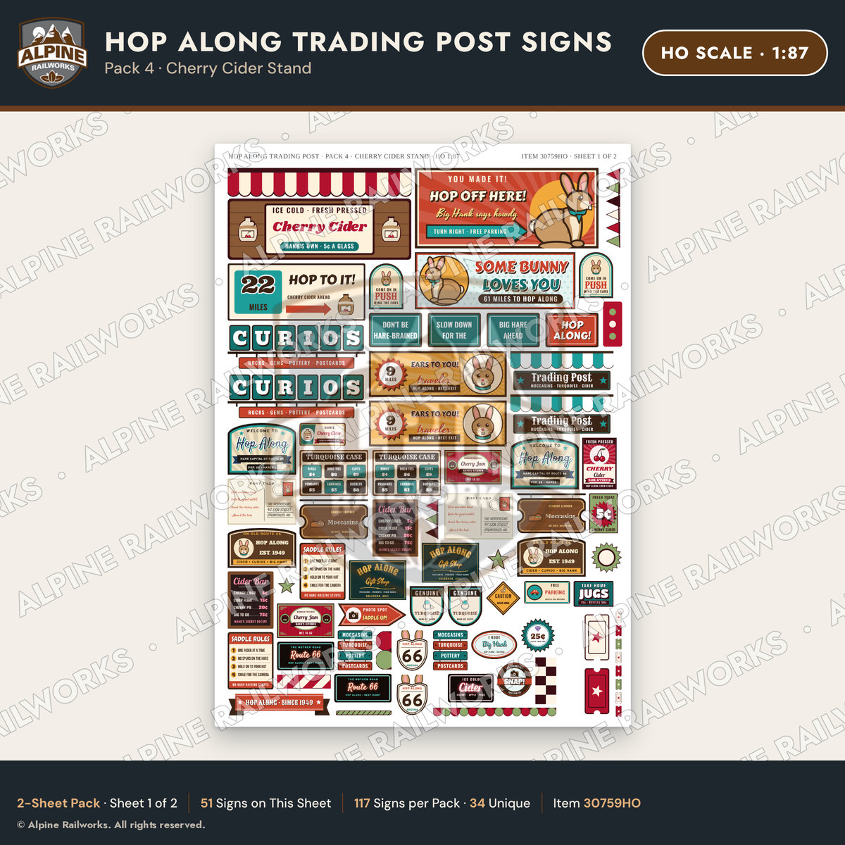 Alpine Railworks 30759HO HO Scale Roadside Signs - Trading Post