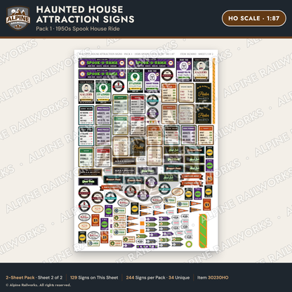 Alpine Railworks 30230HO HO Scale Haunted House Attraction Signs
