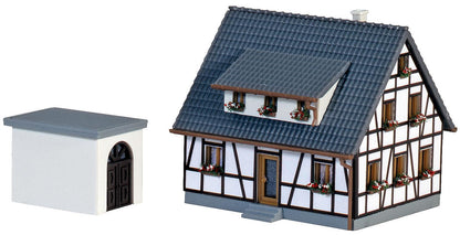Faller 282760 Z Scale Half-Timbered House w/ Blue Roof Kit