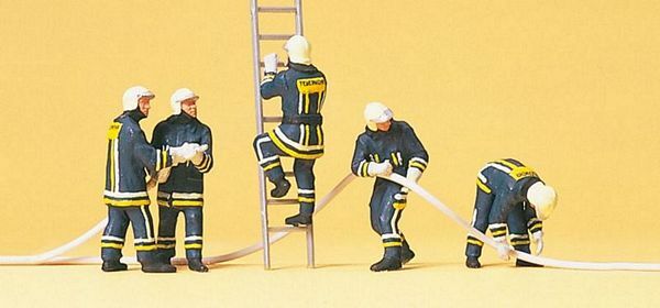 Preiser 10485 HO Scale Unpainted Figure Set -- Putting out Fire pkg(5)