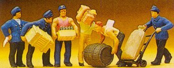 Preiser 10016 HO Scale Delivery Men w/Loads -- pkg(6)
