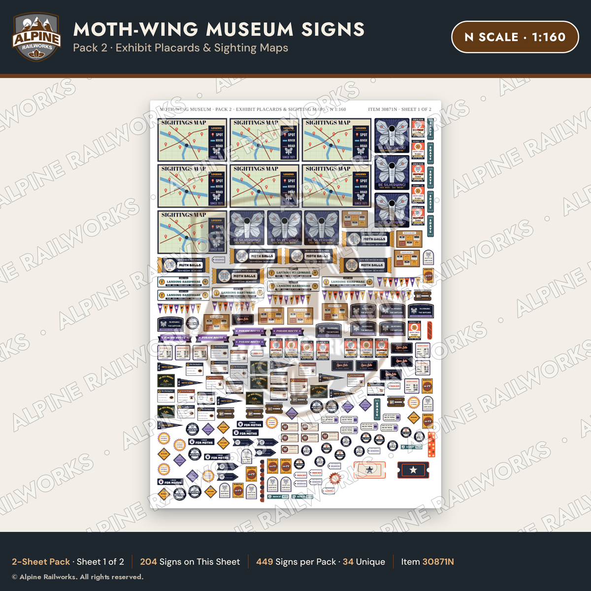 Alpine Railworks 30871N N Scale Roadside Signs - Mothman Museum