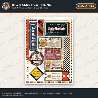 Alpine Railworks 30897G G Scale Roadside Signs - Basket Building