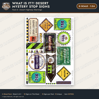 Alpine Railworks 30755G G Scale Roadside Signs - Desert Mystery Stop