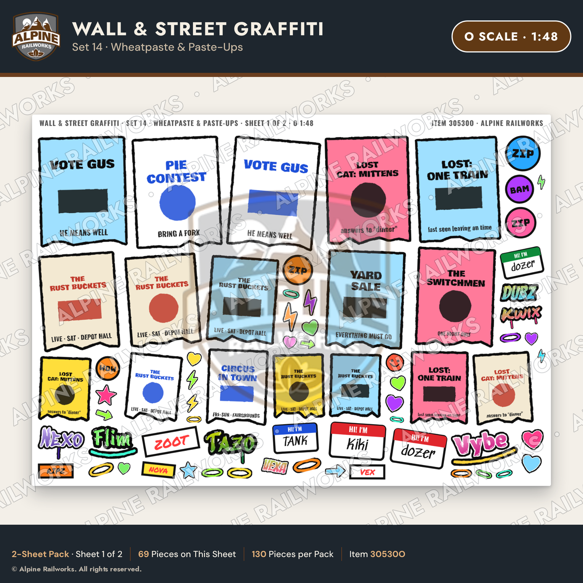 Alpine Railworks 30530O O Scale Wall & Street Graffiti Cut-Outs