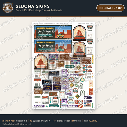 Alpine Railworks 30726HO HO Scale Tourist Signs - Sedona