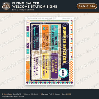Alpine Railworks 31091G G Scale Roadside Signs - UFO Welcome Center
