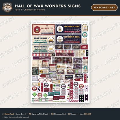 Alpine Railworks 31154HO HO Scale Roadside Signs - Wax Museum