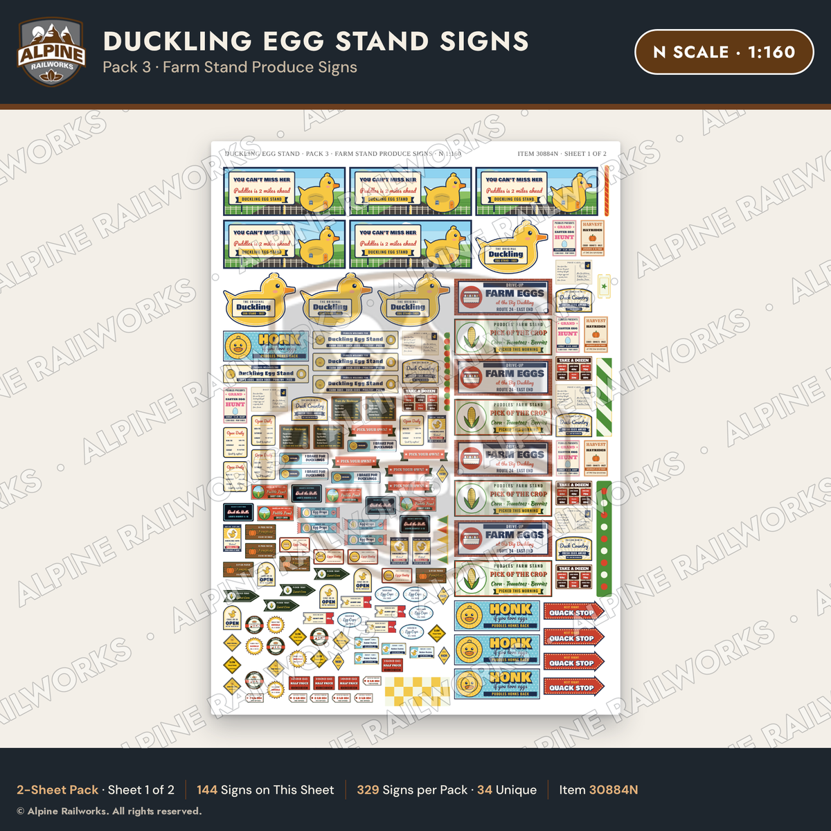 Alpine Railworks 30884N N Scale Roadside Signs - Giant Duck Farm Stand