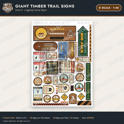 Alpine Railworks 30790O O Scale Roadside Signs - Lumberjack Redwoods