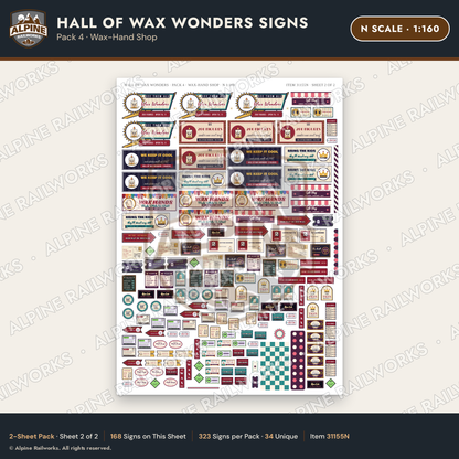 Alpine Railworks 31155N N Scale Roadside Attraction Signs - Wax Museum