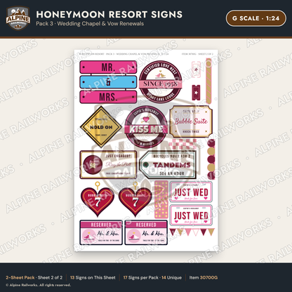 Alpine Railworks 30700G G Scale Honeymoon Resort Signs