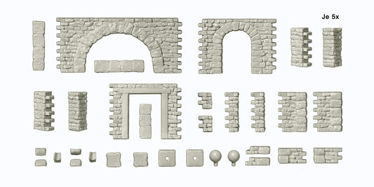 Preiser 18217 HO Scale Quarrystone Walls w/Doorways & Arches