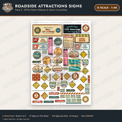 Alpine Railworks 30090O O Scale Roadside Attractions Signs