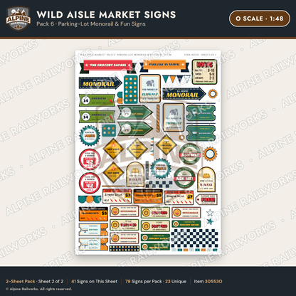Alpine Railworks 30553O O Scale Roadside Signs - Jungle Grocery Store