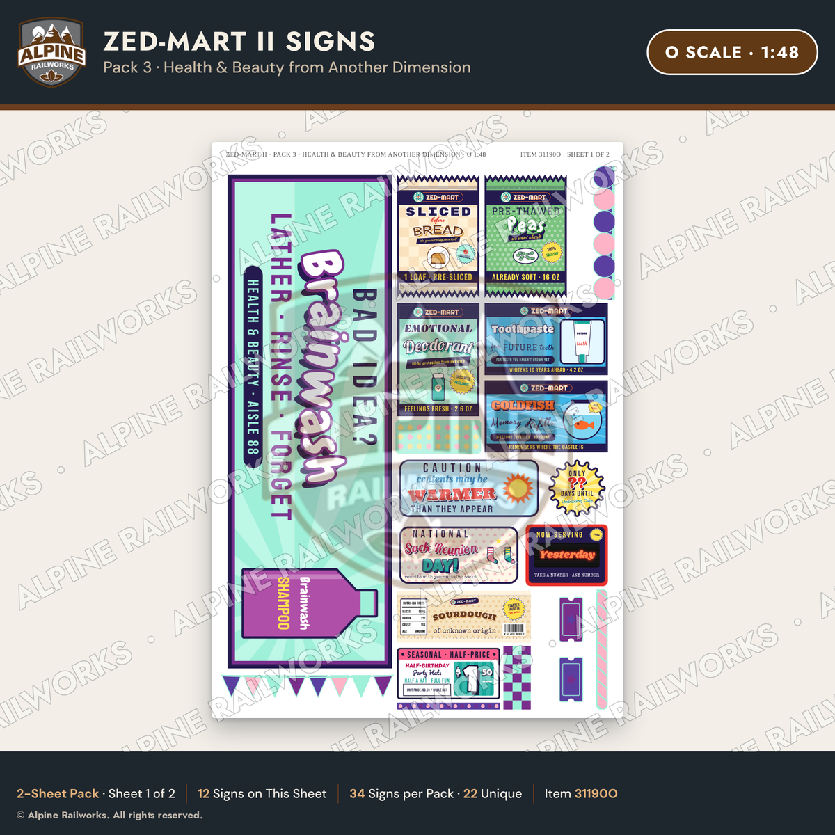 Alpine Railworks 31190O O Scale Grocery Store Signs - Funny Products