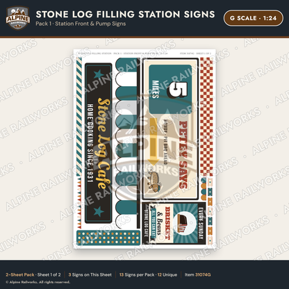 Alpine Railworks 31074G G Scale Roadside Signs - Petrified Wood