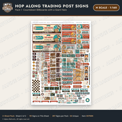Alpine Railworks 30756N N Scale Roadside Signs - Trading Post