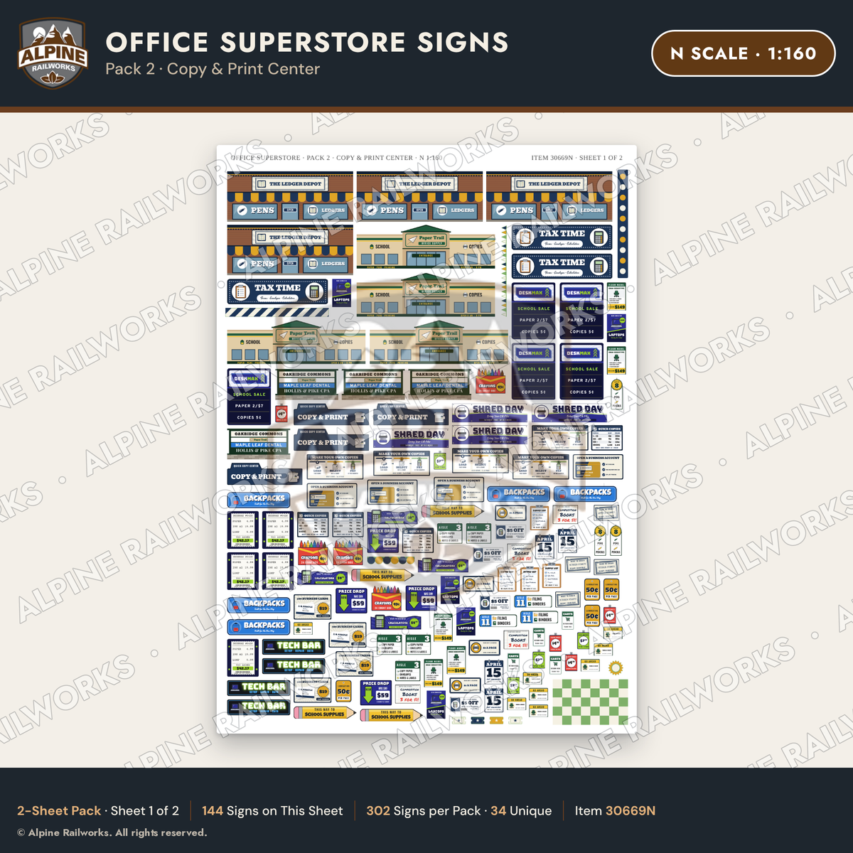 Alpine Railworks 30669N N Scale Office Superstore Signs - Copy