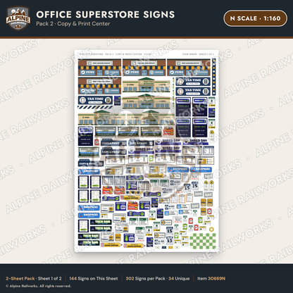 Alpine Railworks 30669N N Scale Office Superstore Signs - Copy
