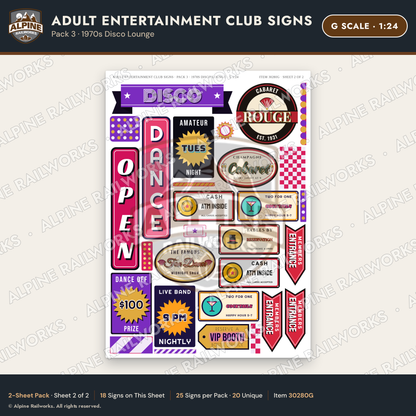 Alpine Railworks 30280G G Scale Adult Entertainment Club Signs