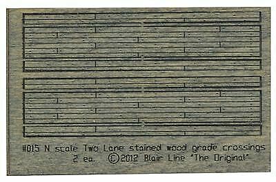 Blair Line 015 N Scale Weathered 2-Lane Wood Grade Crossing Kit pkg(2)