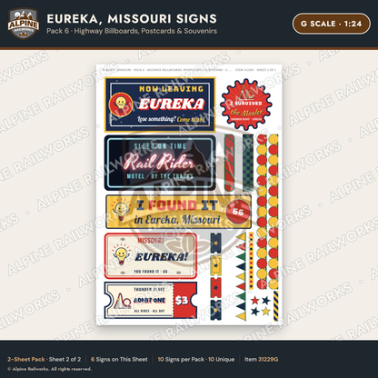 Alpine Railworks 31229G G Scale Eureka MO Signs - Billboards