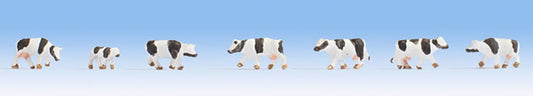 Noch 44250 Z Scale Cows -- Black, White pkg(7)