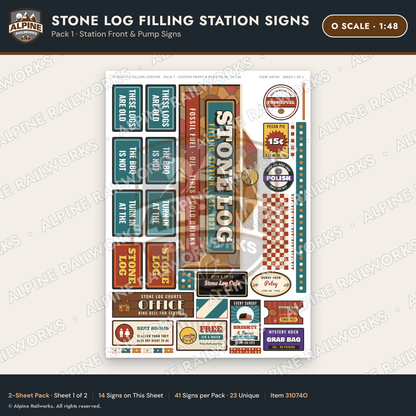 Alpine Railworks 31074O O Scale Roadside Signs - Petrified Wood
