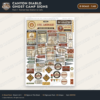 Alpine Railworks 30572O O Scale Roadside Signs - Desert Ghost Town
