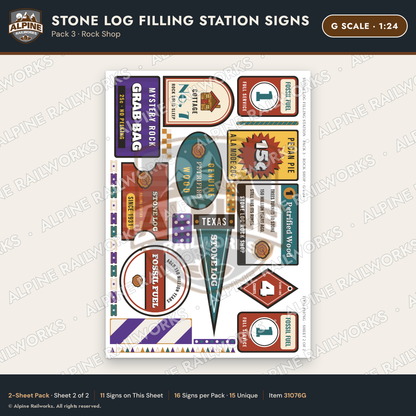 Alpine Railworks 31076G G Scale Roadside Signs - Petrified Wood