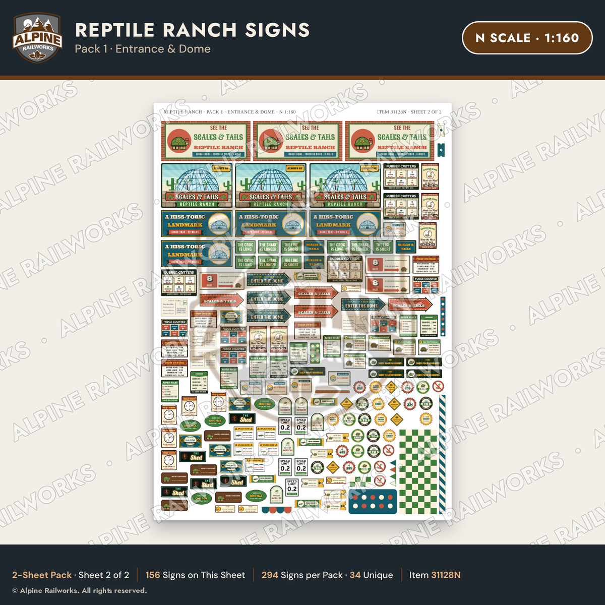 Alpine Railworks 31128N N Scale Roadside Signs - Reptile Zoo