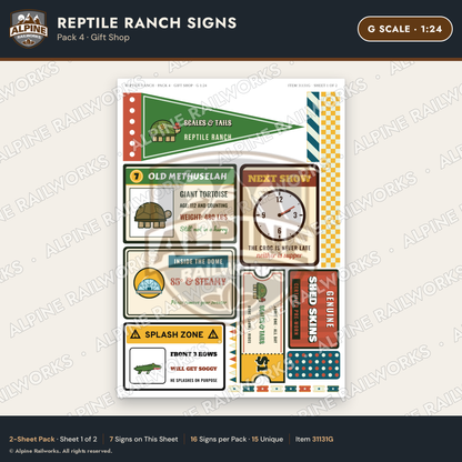 Alpine Railworks 31131G G Scale Roadside Signs - Reptile Zoo