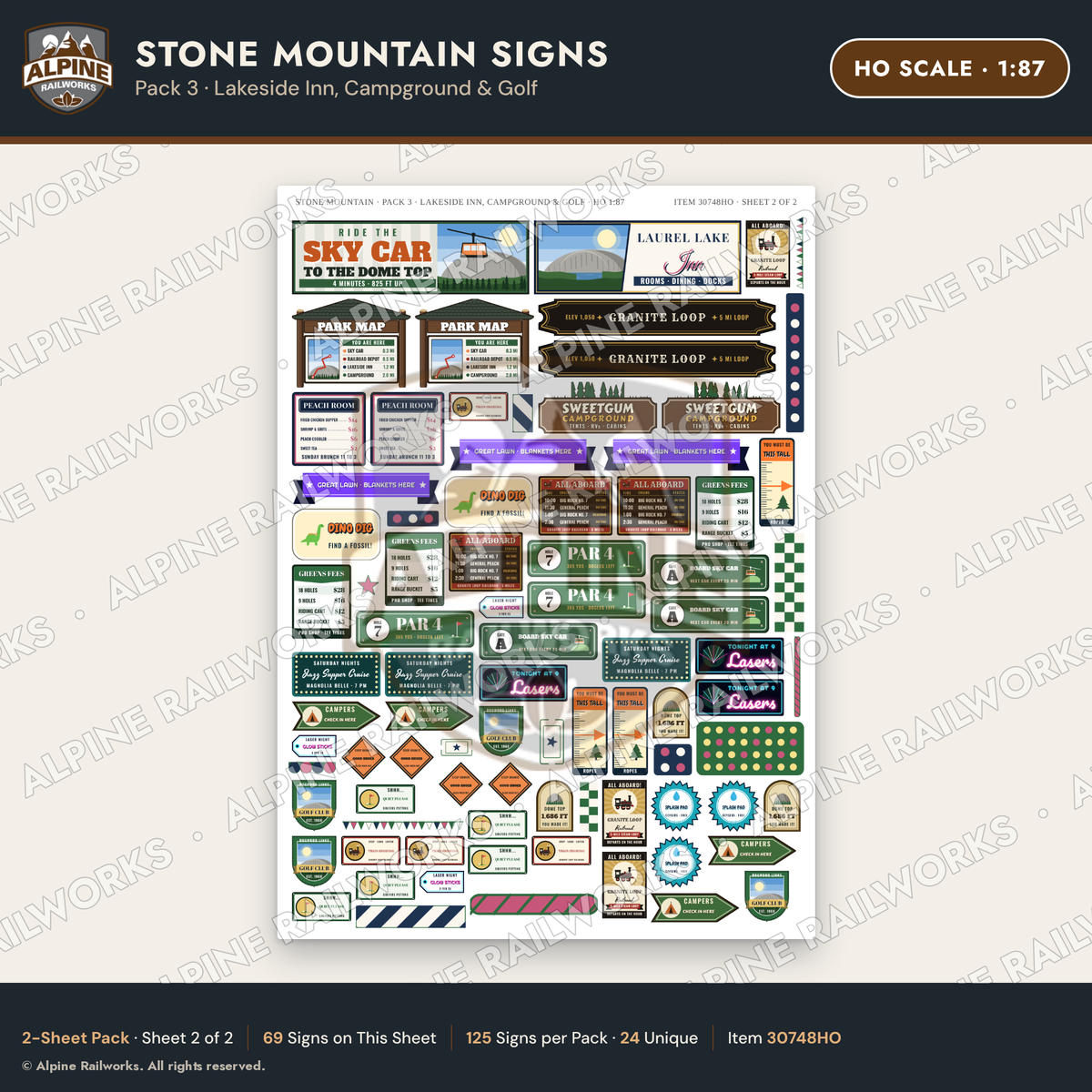 Alpine Railworks 30748HO HO Scale Tourist Signs - Stone Mountain