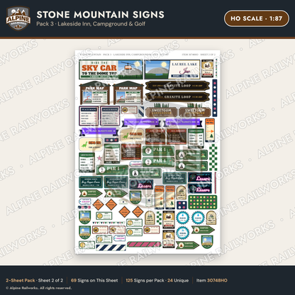 Alpine Railworks 30748HO HO Scale Tourist Signs - Stone Mountain