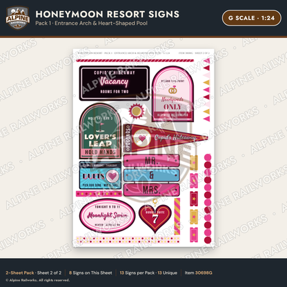 Alpine Railworks 30698G G Scale Honeymoon Resort Signs - Entrance Arch