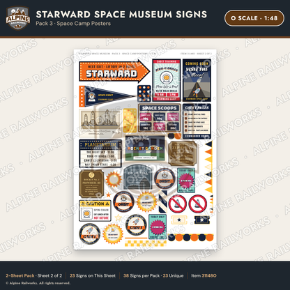 Alpine Railworks 31148O O Scale Roadside Signs - Space Museum