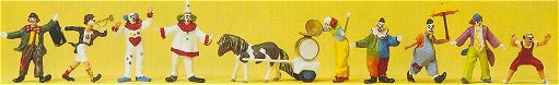 Preiser 20258 HO Scale Circus Figures -- Clowns w/Pony
