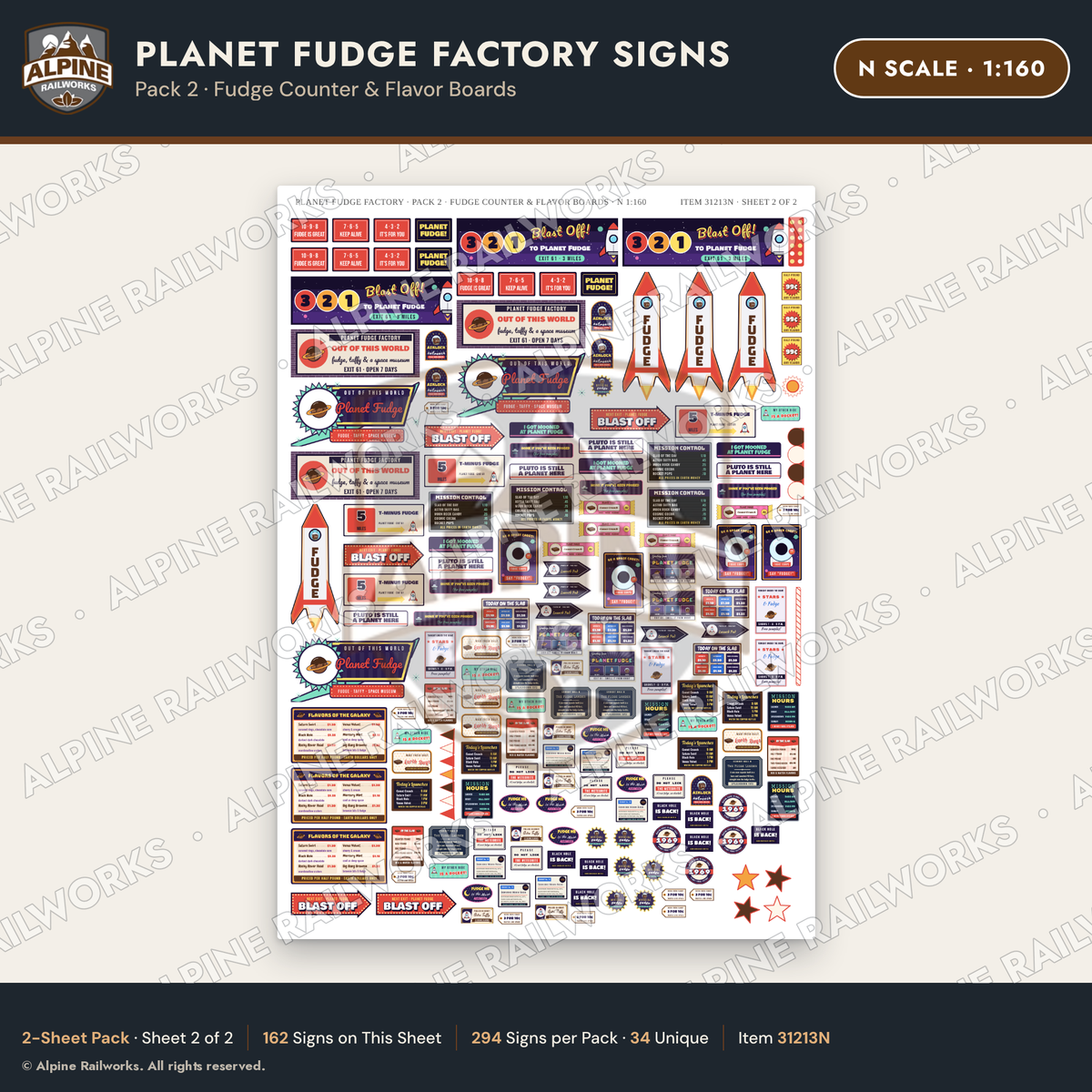 Alpine Railworks 31213N N Scale Fudge Factory Signs - Fudge Counter