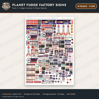 Alpine Railworks 31213N N Scale Fudge Factory Signs - Fudge Counter
