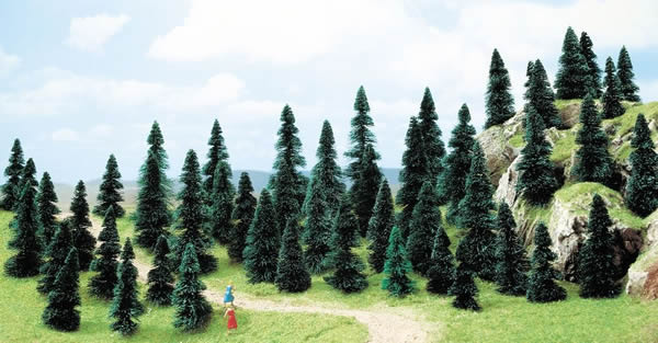 Busch 6597 All Scale Pine Trees -- 1-3/16 - 2" 3 - 5cm Tall pkg(50)