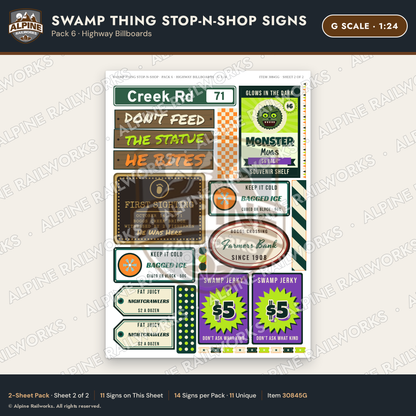 Alpine Railworks 30845G G Scale Roadside Signs - Swamp Monster Store
