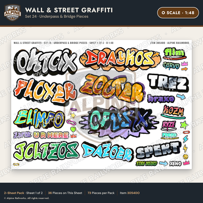 Alpine Railworks 30540O O Scale Wall & Street Graffiti Cut-Outs