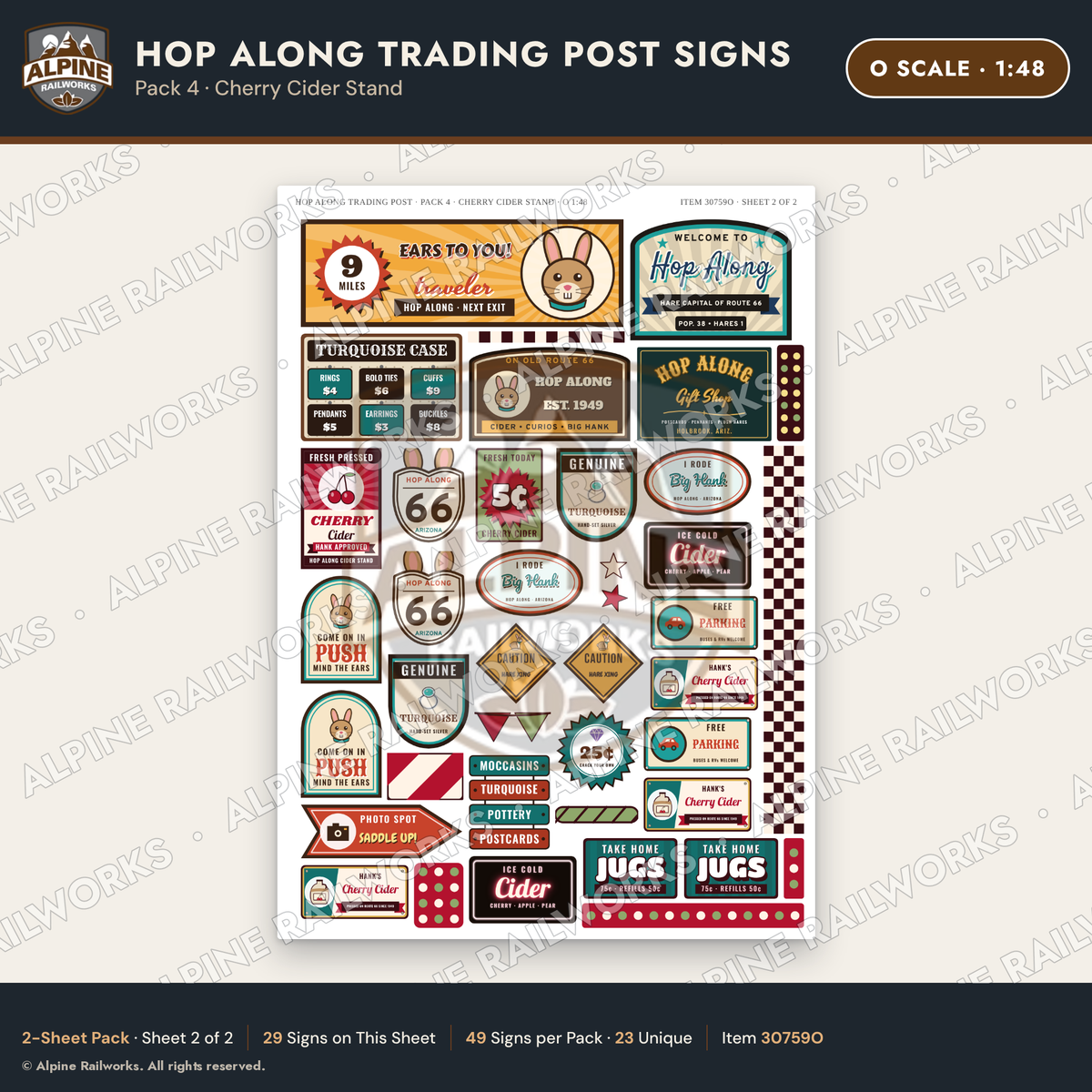 Alpine Railworks 30759O O Scale Roadside Signs - Trading Post